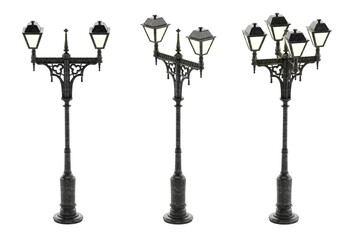 Victorian style street lamp isolated on transparent background. 3D illustration