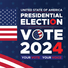 Wall Mural - Vote 2024. Presidential election day in united states. Election 2024 USA. Political election campaign banner. background, post, Banner, card, poster design with Vote day November 5 US