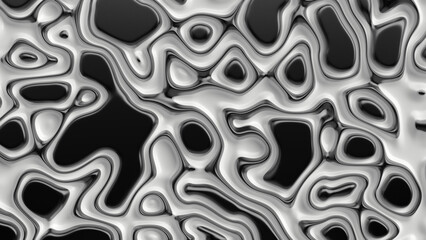 Wall Mural - Smooth fractal noise striped elements on the surface. Bright, black and white background.