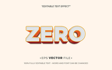 Poster - Zero text effect 3d editable vector