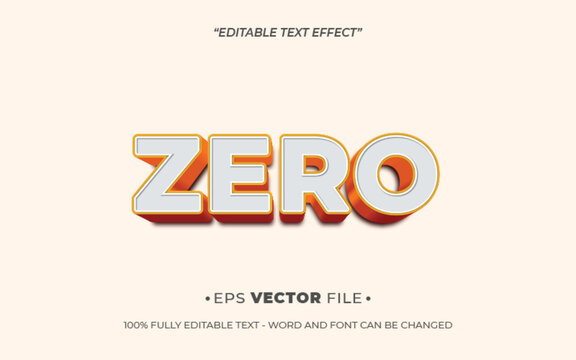 Zero text effect 3d editable vector