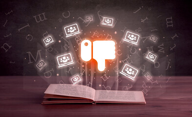 Poster - Open book with social networking icons above