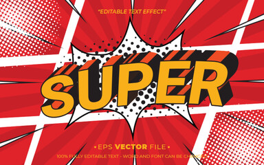 Super comic pop up retro style text effect editable vector