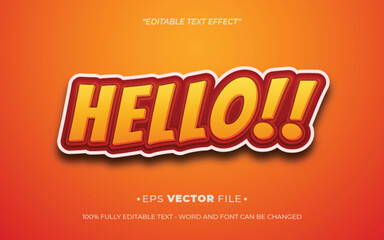 Poster - Hello text effect 3d editable vector