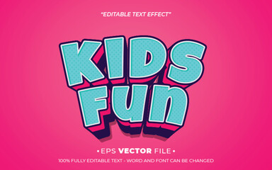 Poster - Kids Fun text effect 3d editable vector