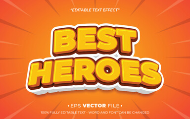 Poster - Best Heroes text effect 3d editable vector