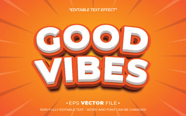 Poster - Good Vibes text effect 3d editable vector
