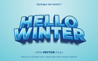 Hello Winter 3d text effect editable vector