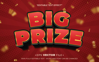 Poster - Big Prize text effect 3d editable vector
