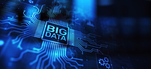 Wall Mural - big data analytics platform, business intelligence and modern technology concept on vitual screen.
