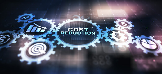 Cost reduction business finance concept on virtual screen.