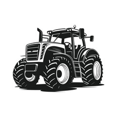 Wall Mural - silhouette of a tractor illustration vector with black old tractor on white background