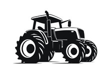 Silhouette Of A Tractor Illustration Vector With Black Old Tractor On White Background