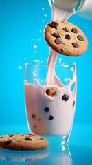 Wall Mural - glass of milk and cookies