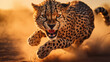 Extended Claws for a Deadly Strike: Ferocious Cheetah Running for the Attack, Generative AI