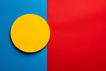 Aufkleber - a red and blue wall with a yellow circle Generative AI