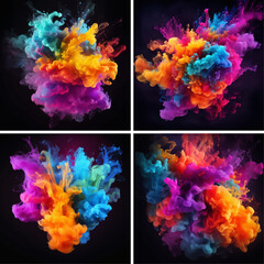 Poster - splatter explode nebula dye imagination burst cosmos explosion fractal vivid rainbow colourful