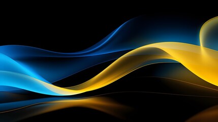 Aufkleber - a blue and yellow wave on a black background Generative AI