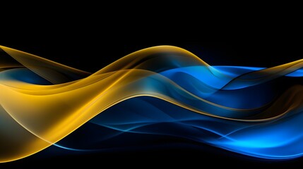 Wall Mural - a blue and yellow wave on a black background Generative AI