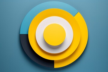 Aufkleber - a yellow and blue circular object on a blue background Generative AI