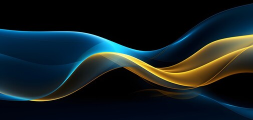 Aufkleber - a blue and yellow wave on a black background Generative AI