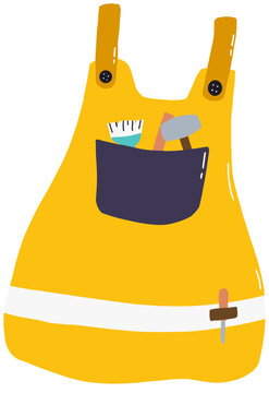 construction worker overalls with toolbox cartoon vector illustration graphic design