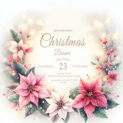 Wall Mural - watercolor Christmas invitation card