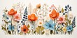 Beautiful abstract assorted pressed multicolored flowers. Seamless floral pattern on a plain background. Great as vectors, wallpaper or background. Generative AI, AI