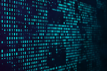 Poster - Abstract digital dots binary coding background. Digital data concept. 3D Rendering.