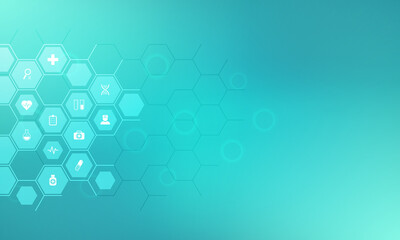Wall Mural - medical background with flat icons and symbols. template design with concept and idea for the health