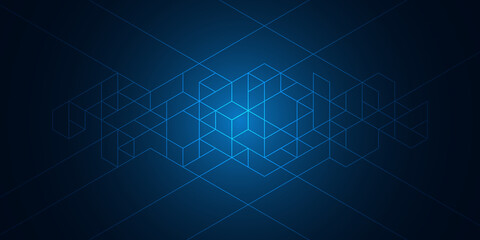 Abstract geometric background with isometric digital blocks. Blockchain concept and modern technology