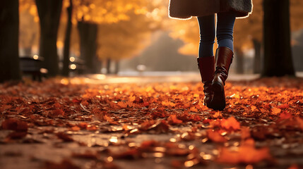 Poster - person walking in autumn park