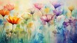 Leinwandbild Motiv Grunge style beautiful, colorful, abstract art. Paper texture. Colorful painting. Watercolor background with flowers and plants