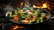 Freeze Motion Wok Pan Flying Ingredients, Background Images, Hd Wallpapers, Background Image