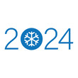 Happy New Year 2024 blue design snow icon. Premium vector design for poster, banner, greeting and new year 2024 celebration. Design to celebrate new year 2024. EPS File.