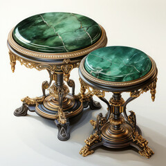 Watercolor Emerald and Gold Tables Clipart illustration Generative Ai