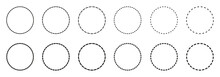 Round Dotted Set Circle, Dotted Line Circle Frame Collection - Stock Vector