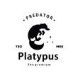 vintage retro hipster platypus logo vector outline silhouette art icon