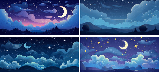 astrology galaxy silhouette starry universe glow star graphic moon cosmos night illustration