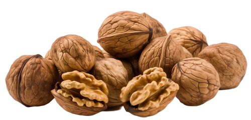 Wall Mural - Walnut isolated on white background. Nuts on a white background. Generative artificial intelligence