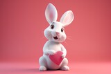 Fototapeta Lawenda - white rabbit with a heart	