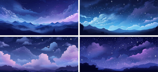 Wall Mural - starry universe astrology galaxy stars astronomy moon violet deep fantasy dawn peak  