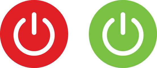 Poster - Red and green power buttons . Power switch buttons isolated on white background . Vector illustration