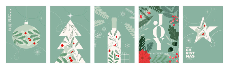 Wall Mural - set of christmas and new year greeting cards. vector illustration concepts for graphic and web desig