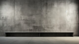 Fototapeta Kwiaty - A minimalist concrete room with concrete bench - low profile lighting - clean lines - black and white - monochrome 
