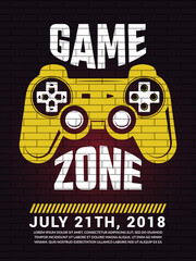 Poster - gamezone poster. placard invitation on cyber sport competition. vector template