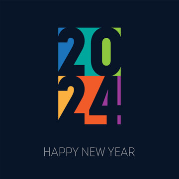 Cover of business diary for 2024 with wishes. Brochure or calendar cover design template. Happy new year 2024, vertical bright banner.