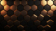 Luxury hexagonal abstract black metal background, AI Generative.
