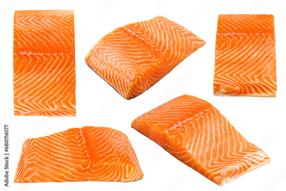 raw salmon, fish isolated on white background, full depth of field ...