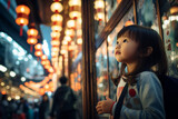 Fototapeta Big Ben - A little Taiwanese girl exploring the bustling streets of Taipei, absorbing the energy of the city and modern Taiwanese culture.